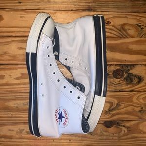 White Leather Converse Hightops - Size 10